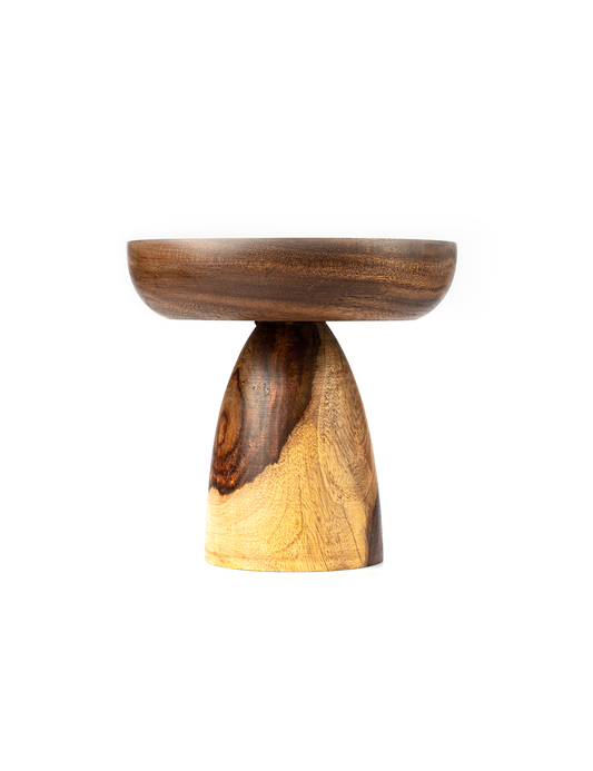 A wooden fruit basket with a smooth natural wood grain, displayed against a white background.