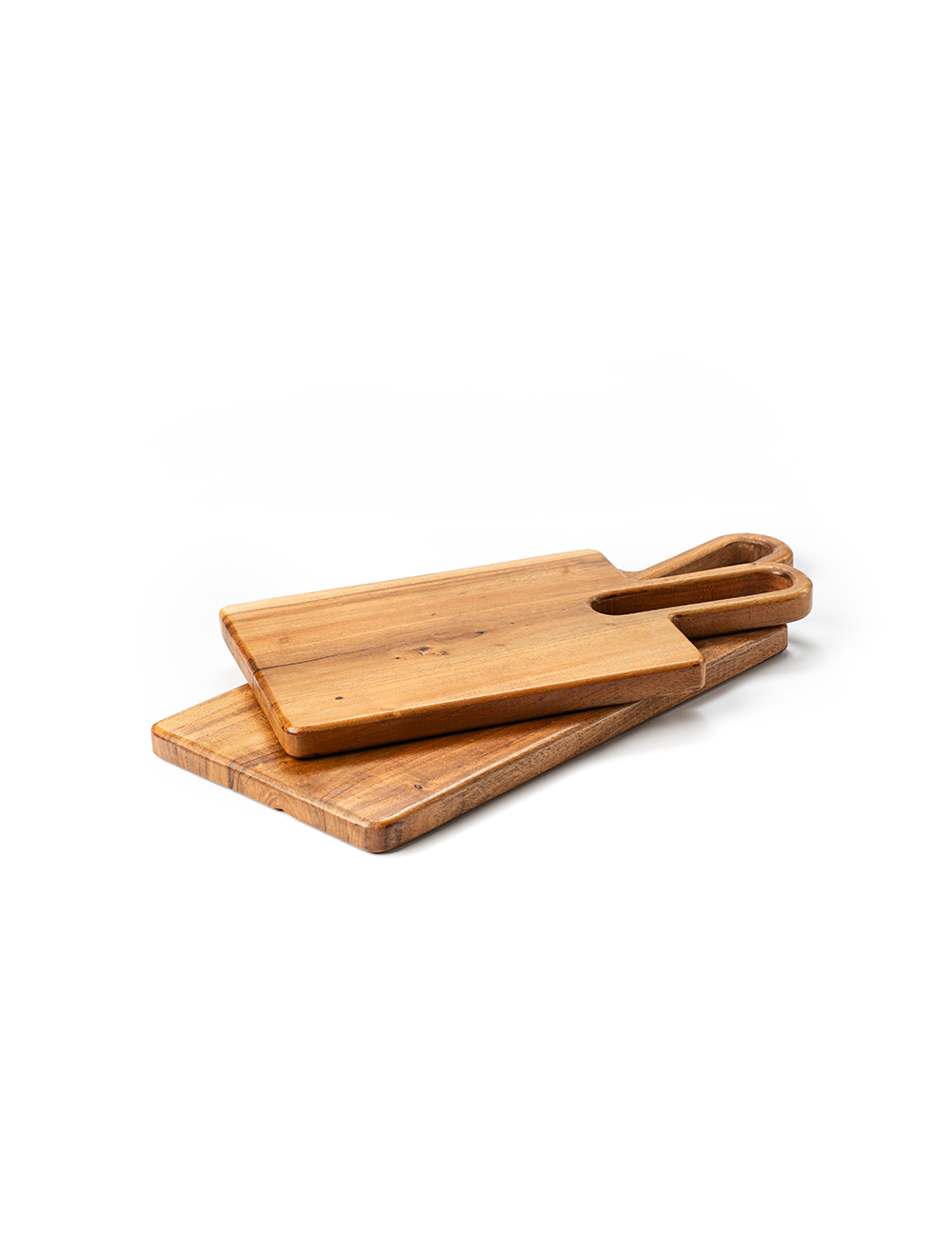 Two Rosewood cutting boards of different sizes, displaying the natural wood grain and edges, placed against a white background.