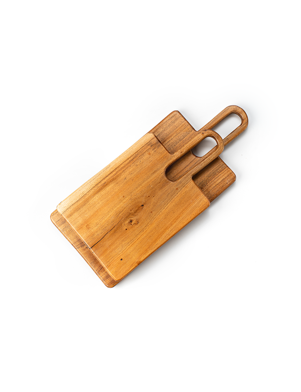 Two Rosewood cutting boards of different sizes, displaying the natural wood grain and edges, placed against a white background.